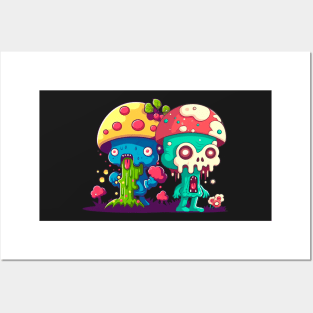 Funny Zombie mushrooms Posters and Art